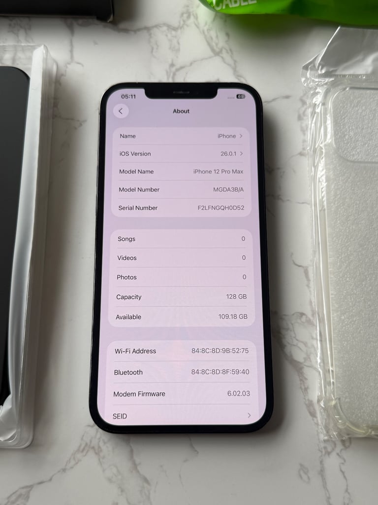 ✅📲APPLE IPHONE 12 PRO MAX 128GB IN PACIFIC BLUE UNLOCKED WITH NEW CASES