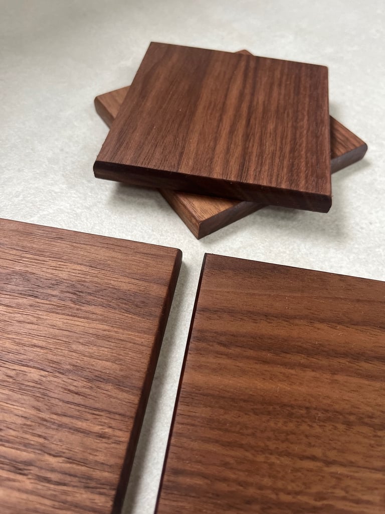 Handmade American black walnut Coasters - Pair 
