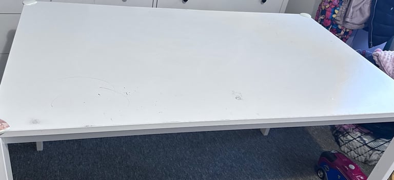 White Table with 2 Stackable Chairs – Sturdy & Easy to Clean