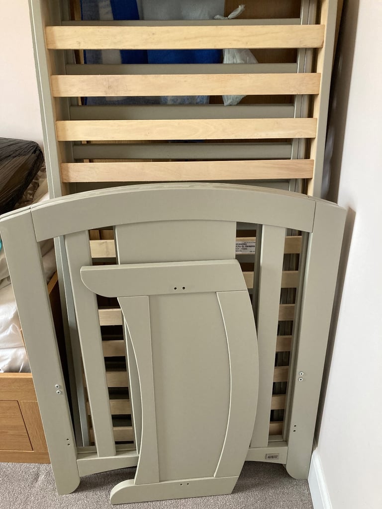 Mamas and papas cot bed and matching wardrobe in grey