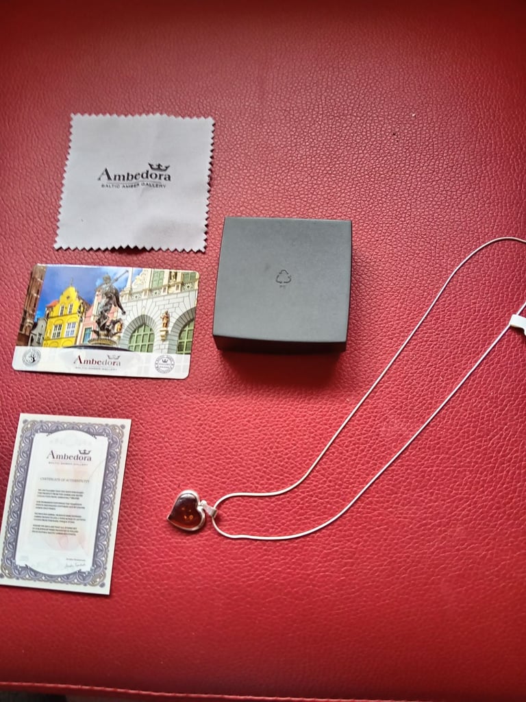 image for Sterling silver Amber stone necklace for sale