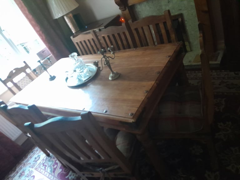 Sheesham dining table and 8 chairs