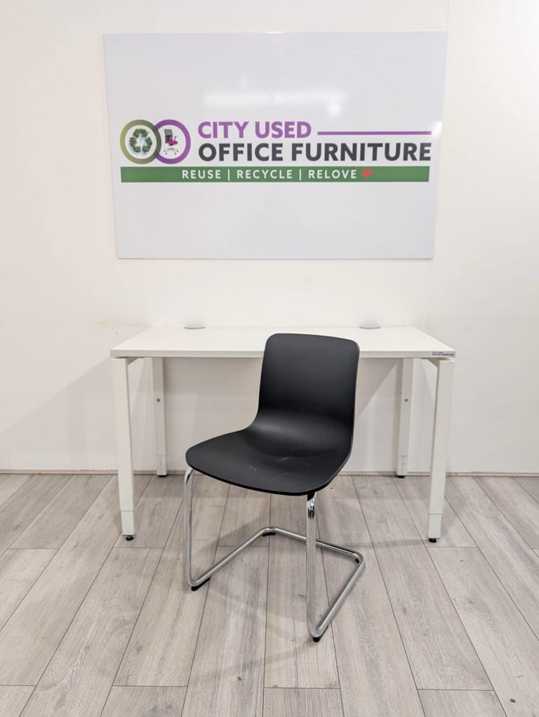 Haworth Height Adjustable Desk, White Top & Frame, W1200mm with Office Chair Delivery Nationwide
