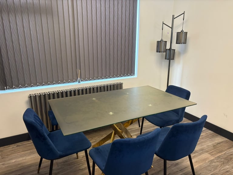 image for Dining table. 4 chairs and velvet dining bench 