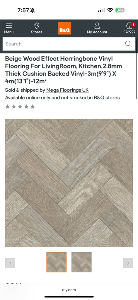 image for Beige herringbone vinyl cushion backed flooring 