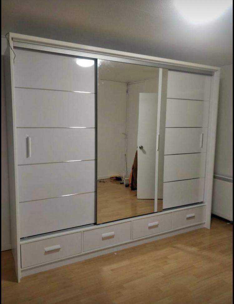 Modern Brand New 2 or 3 Doors Sliding Wardrobe with Mirrors in High Gloss or Matte Finish