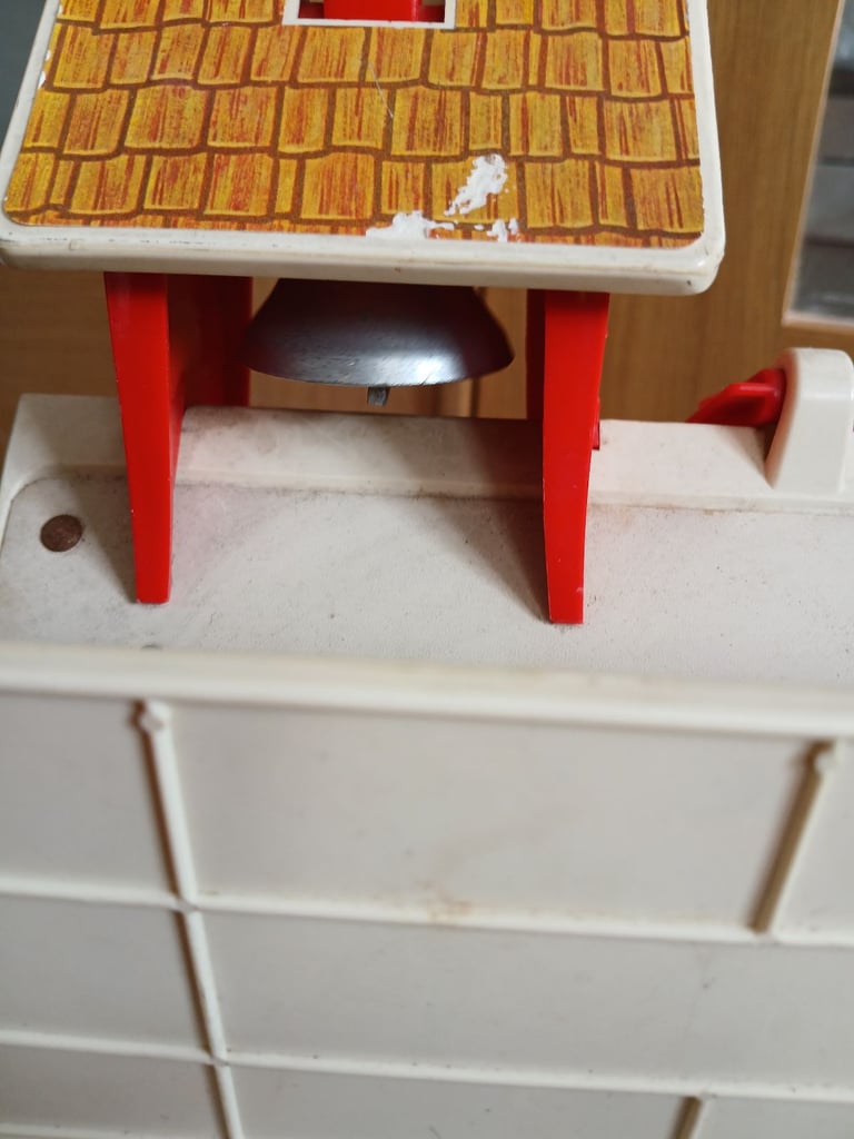 Dollshouse Vintage playmobil 1970’s Fisher Price Play Family Toy School Wooden Caravan Garbage Truck