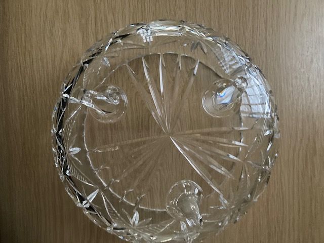 Vintage Large Heavy Crystal Footed Fruit Bowl