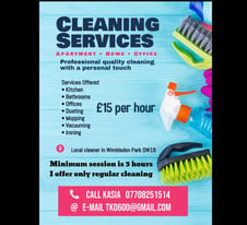 Domestic cleaner, housekeeper - Wimbledon, Putney, Fulham, Kensington 