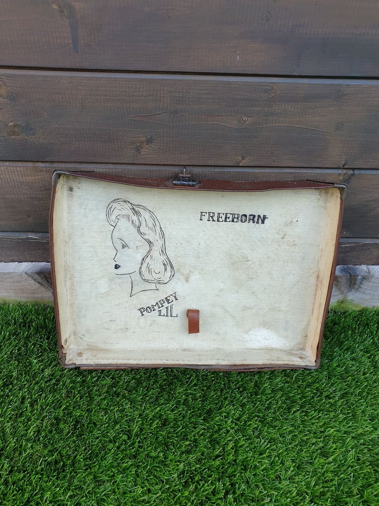image for Unique Vintage Drawing on Suitcase Lid 