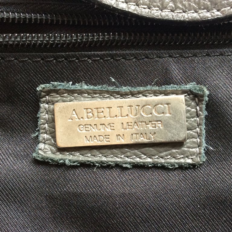 A. Bellucci women's grey tassel genuine suede leather shoulder bag medium, VGC