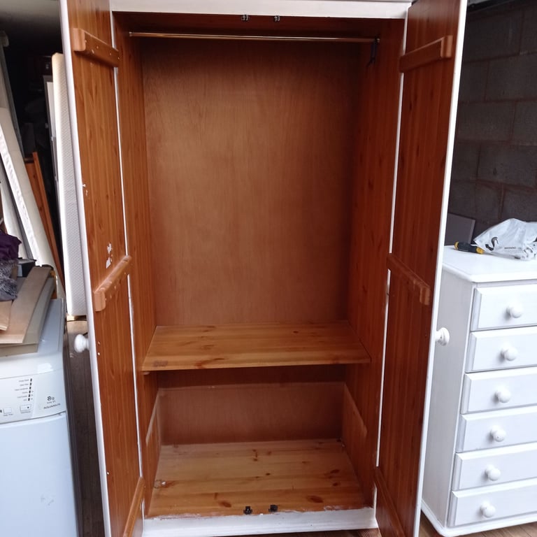Pine wood double door wardrobe 