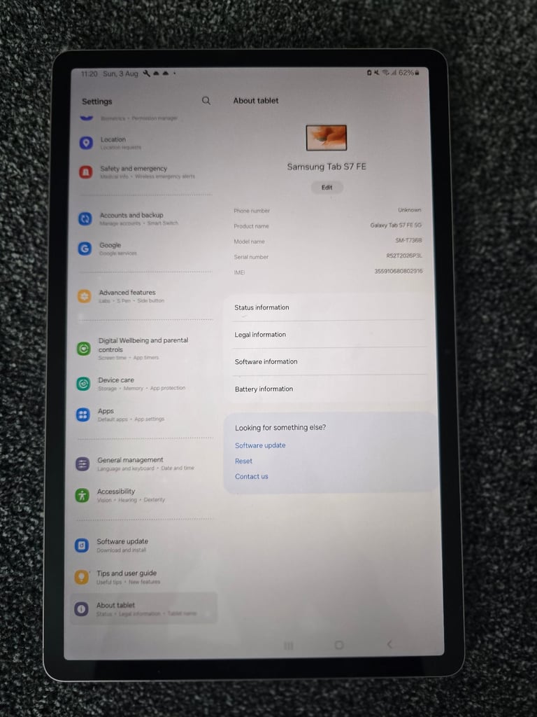 Samsung Galaxy Tab S7 FE WiFi + Cellular 6GB, 128GB Storage fully unlocked 