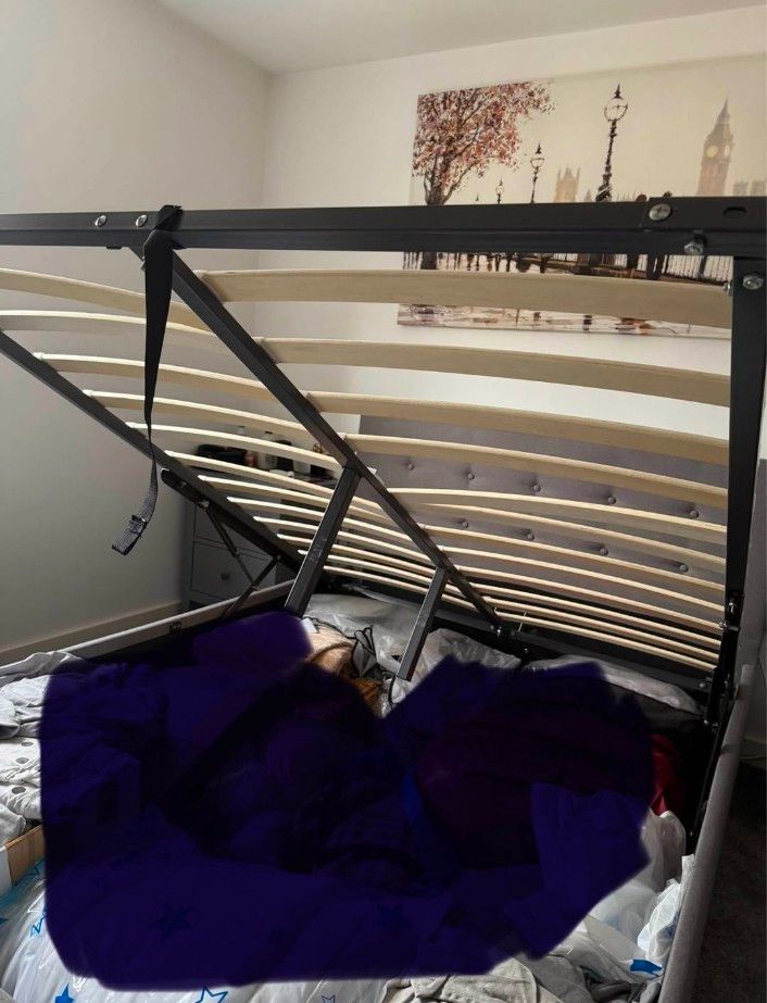 Double ottoman bed frame with mattress 