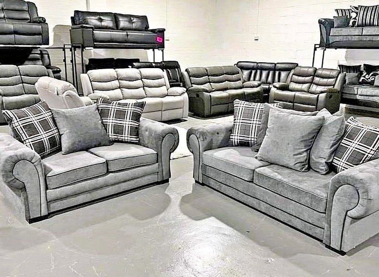 Plush velvet Material !! 2 & 3 seater Verona Sofa chairs With Cushions - Buy Now