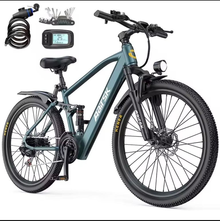 image for Electric E Bike 26"wheels Dual suspension 21 speed pedal assist 