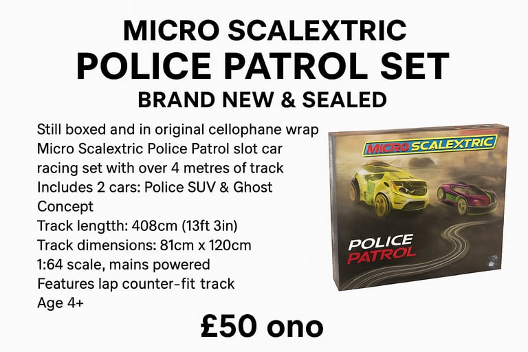Micro Scalextric Police Patrol Set – Brand New & Sealed