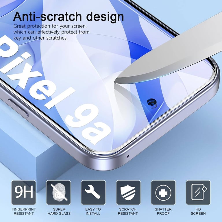 Clear Case for Google Pixel 9a Case with 3 Tempered Glass Screen Protector