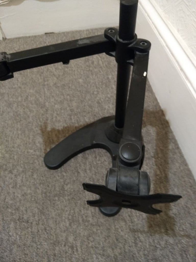 Dual PC monitor stand. Steel heavy duty. Swivels, tilts, adjusts. VESA fittings