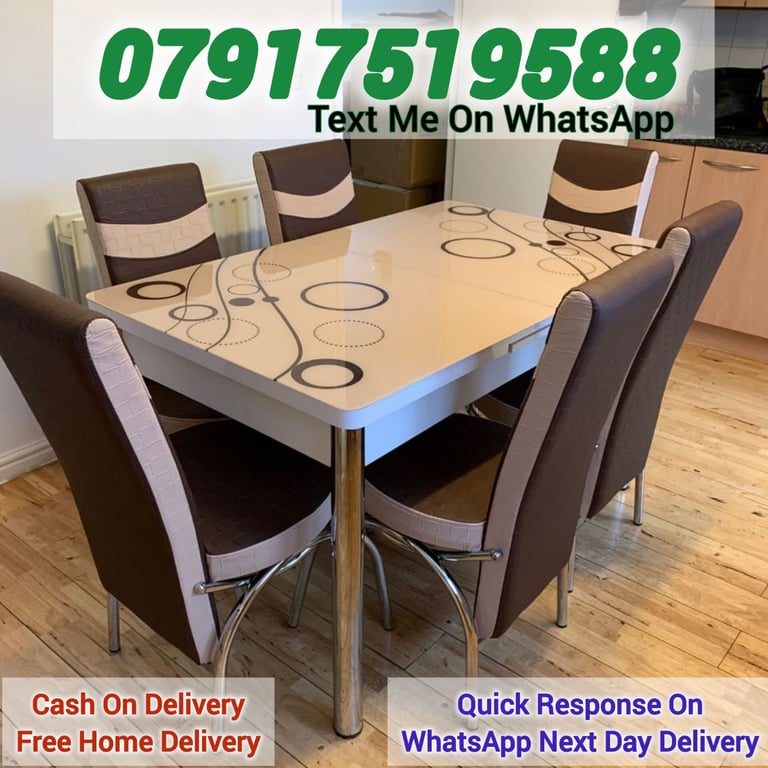 image for Dining Table with 4 and 6 Chairs Set.