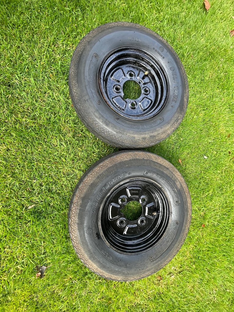image for 2x Trailer wheels with good tyres for sale.