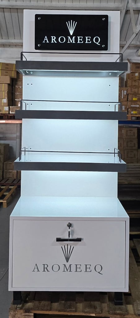 Freestanding lit shop retail display unit brand new