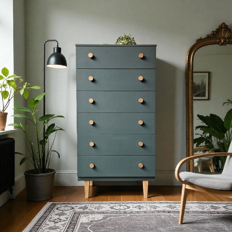  Gorgeous Mid-Century Bohemian Tallboy / Chest of Drawers 