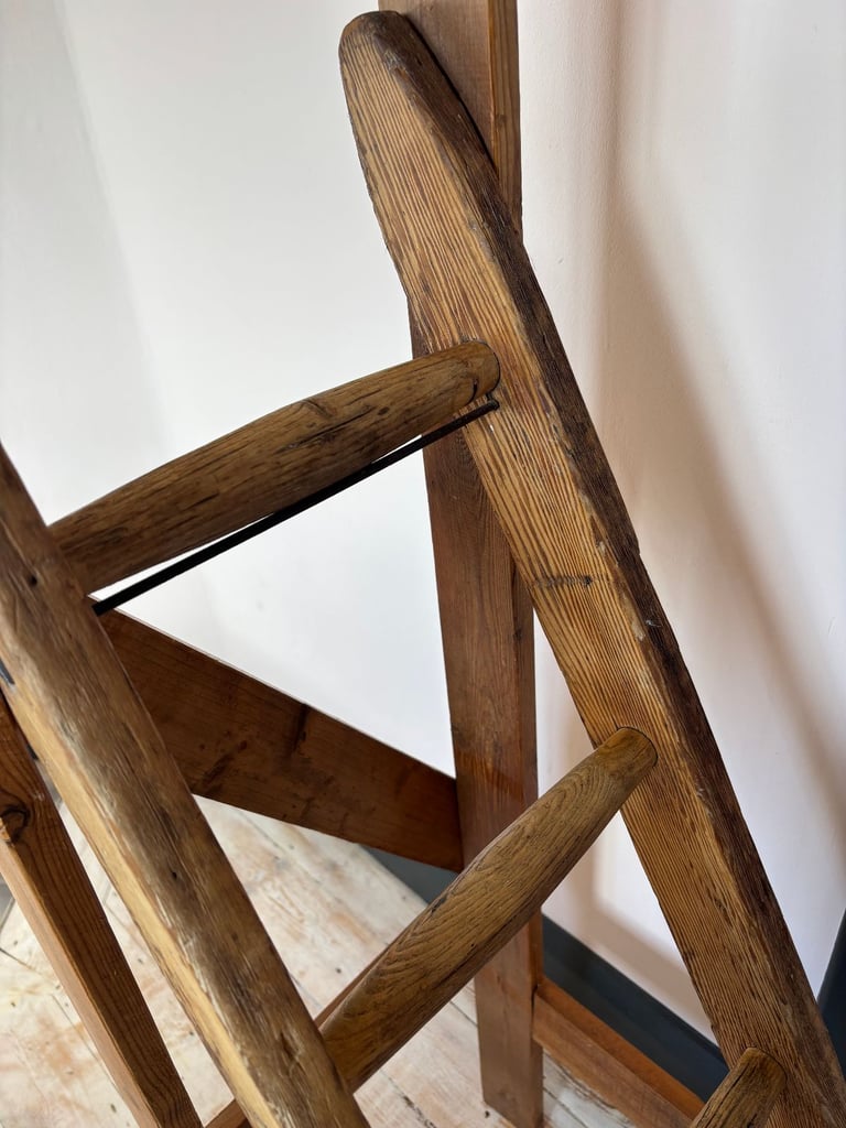 Lovely rustic pine library steps, artisan-made and pre-loved.