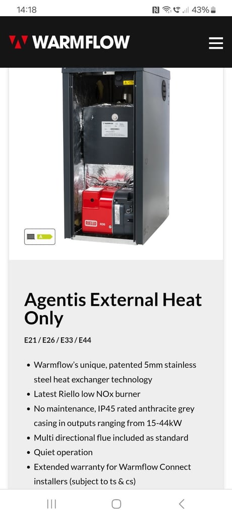 warmflow heat only boilers for sale