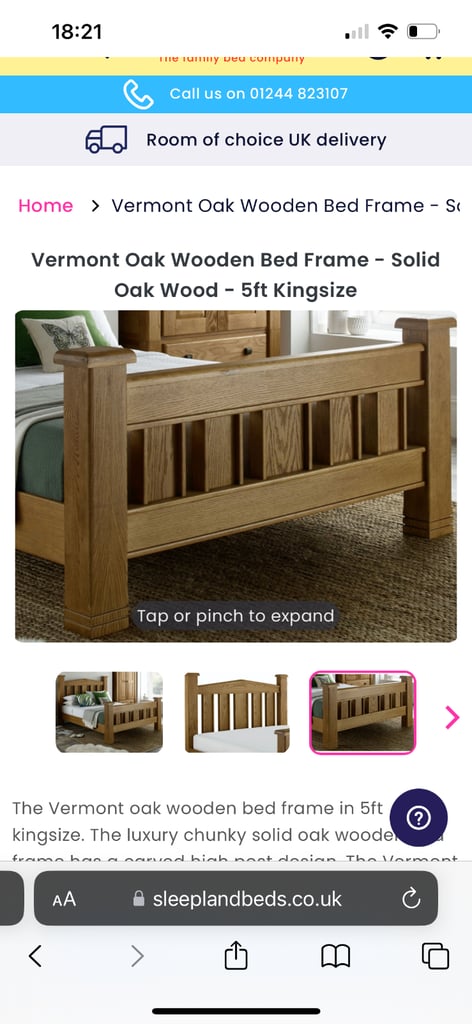 Solid OAK King Size Bed (5ft)