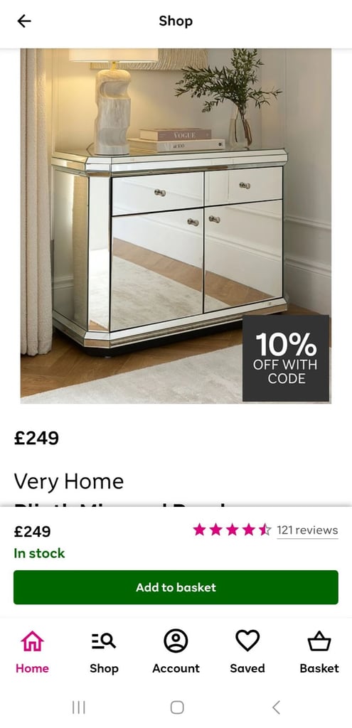 Furniture bundle. Sideboard,mirror,lamp,ornament 