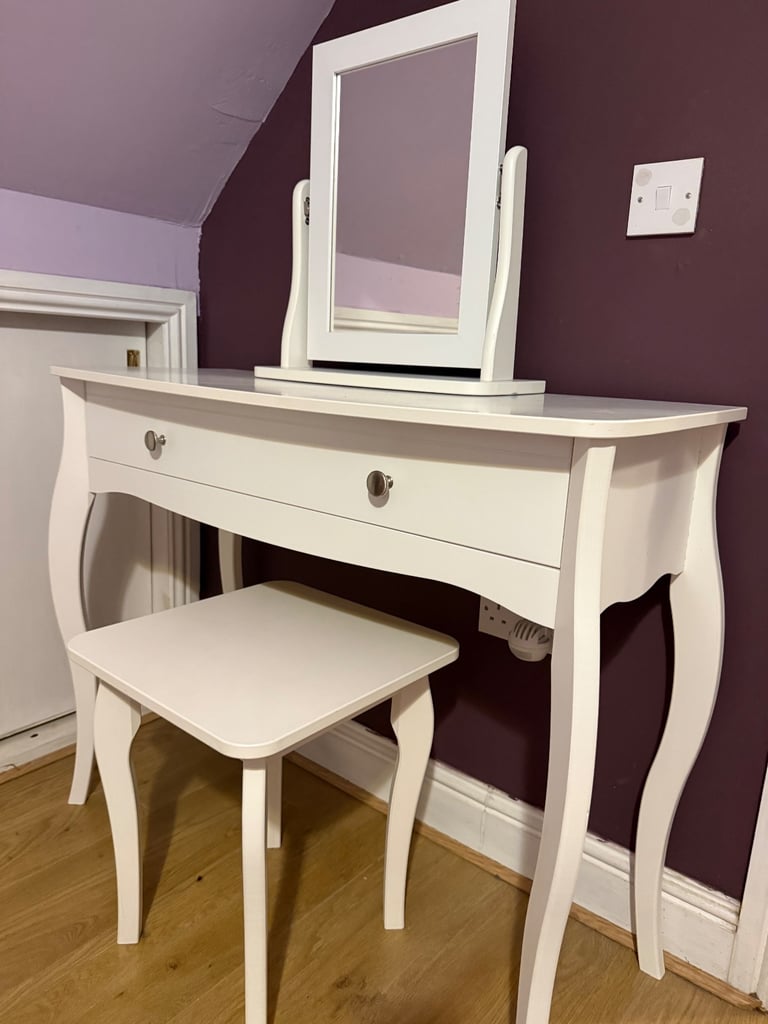 image for White Dressing Table and Stool