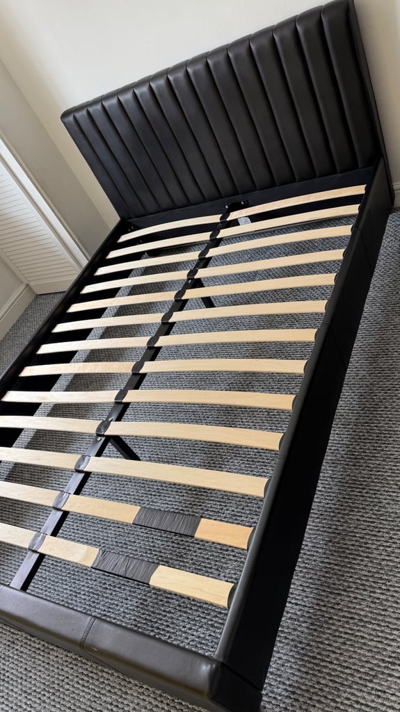 Double bed and mattress / Black bed frame