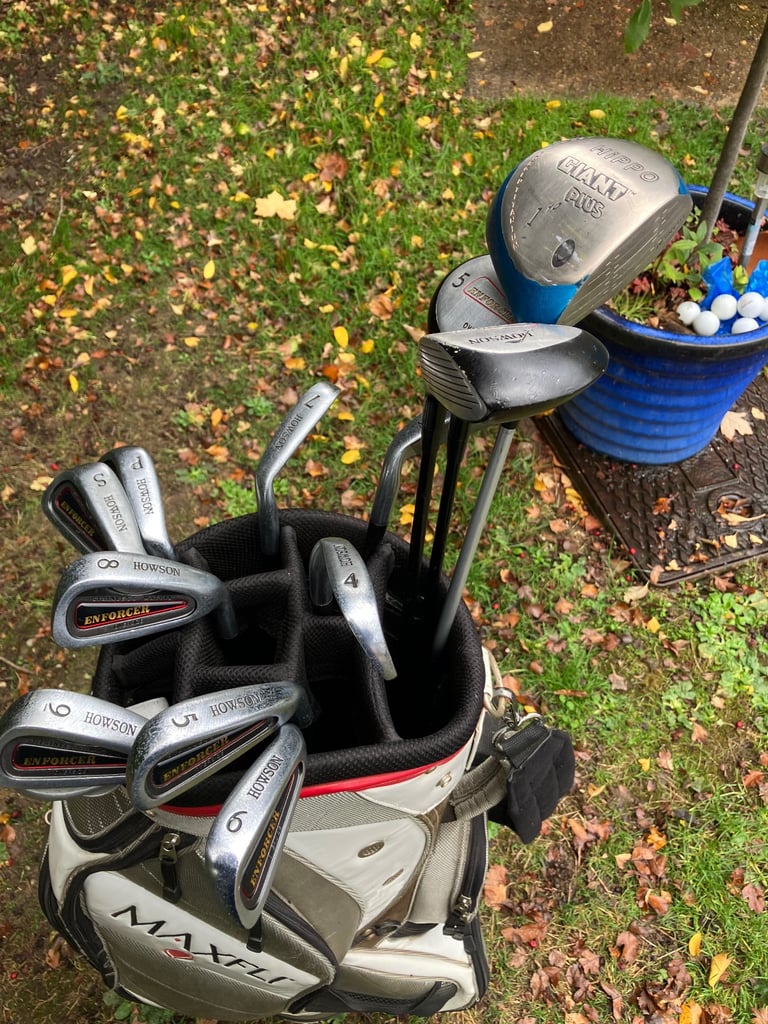 Men’s Golf Clubs Driver 3-5 Woods 3-9 Iron Sw Pw Putter Maxfli Cart Bag 