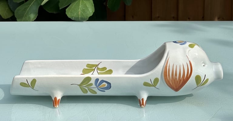 image for VINTAGE FRENCH PIG SHAPED SAUSAGE DISH, CHARCUTERIE COCHONNAILLES SERVER - L34cm - WILL POST!