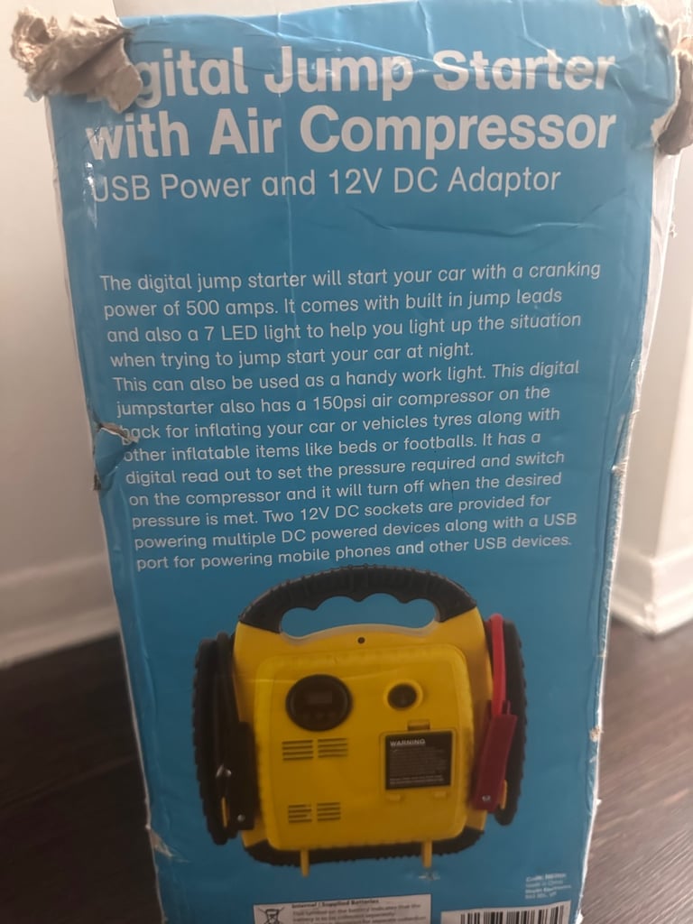 Digital jump starter with air compressor 