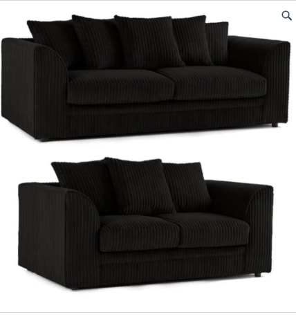 Brand New Dylan L Shape corner or 3+2 seater Sofa Set in Black colour - SAME/NEXT DAY DELIVERY