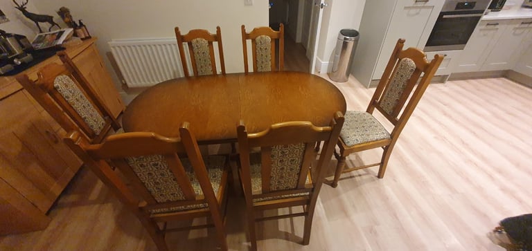 image for american oak signature dinning table with 6 chairs solid oak