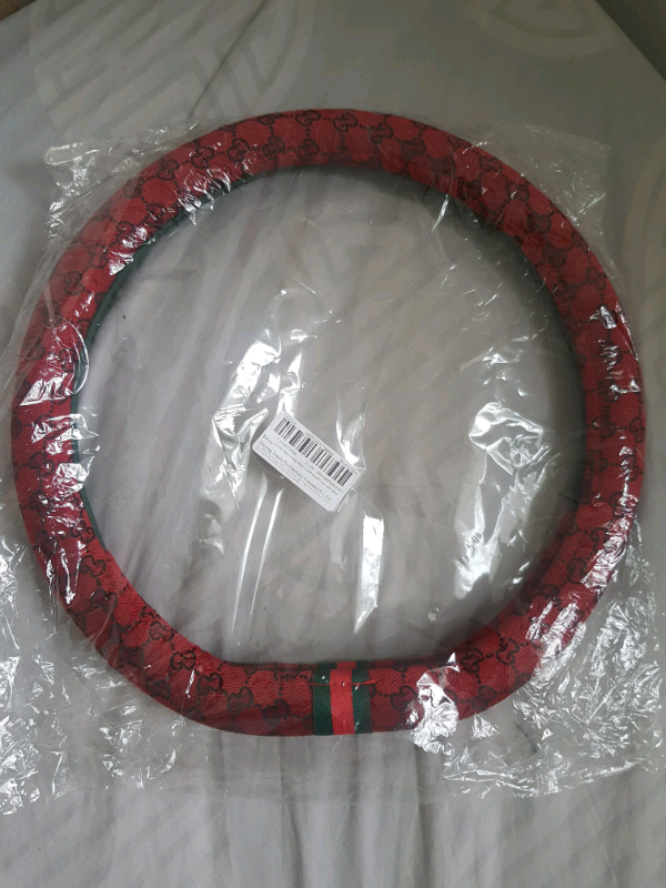 GUCCI (Red/Green) D Shape Designer Steering wheel cover Universal 