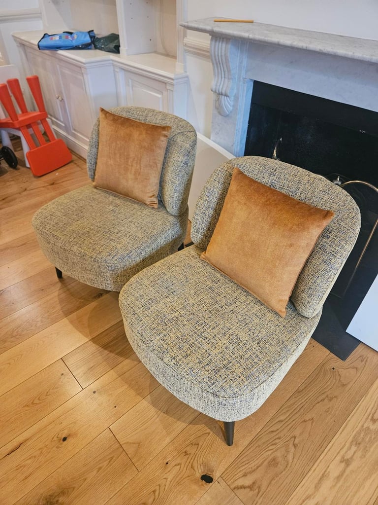 Set of 2 MADE Fabric Armchairs – Modern Accent Seating 