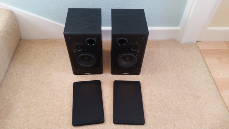 Superb Black Bookshelf Speakers with Covers in VGC 