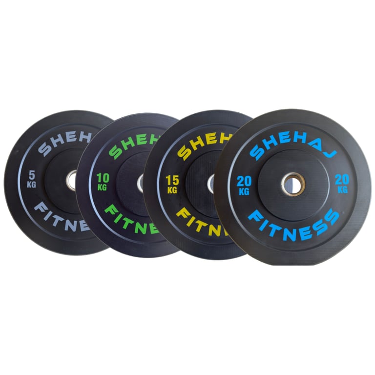 Shehaj Black Bumper Plates 100kg Set - Weights Gym Olympic