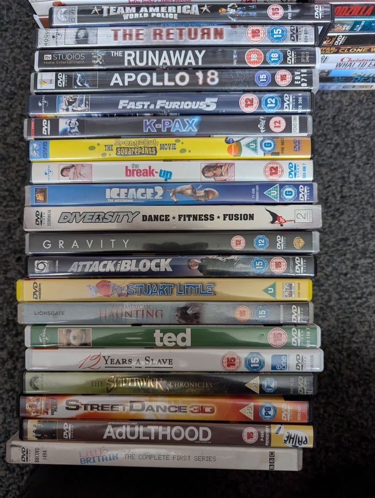 57 DVD's and 14 games