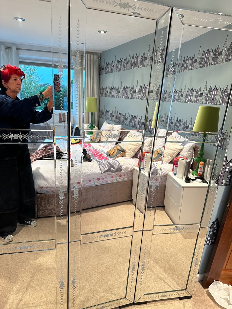 Folding full length antique style mirror. Room divider. 