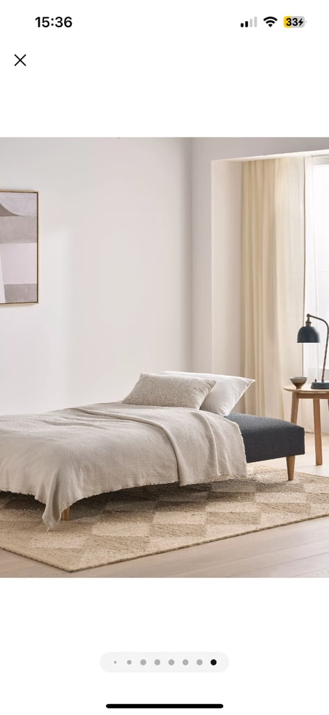 John Lewis Clapton Fixed Back Small Sofa Bed. Light leg, Fraser Steel Fabric