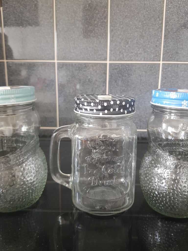 Glass Drinking Jar With Lid For Straw