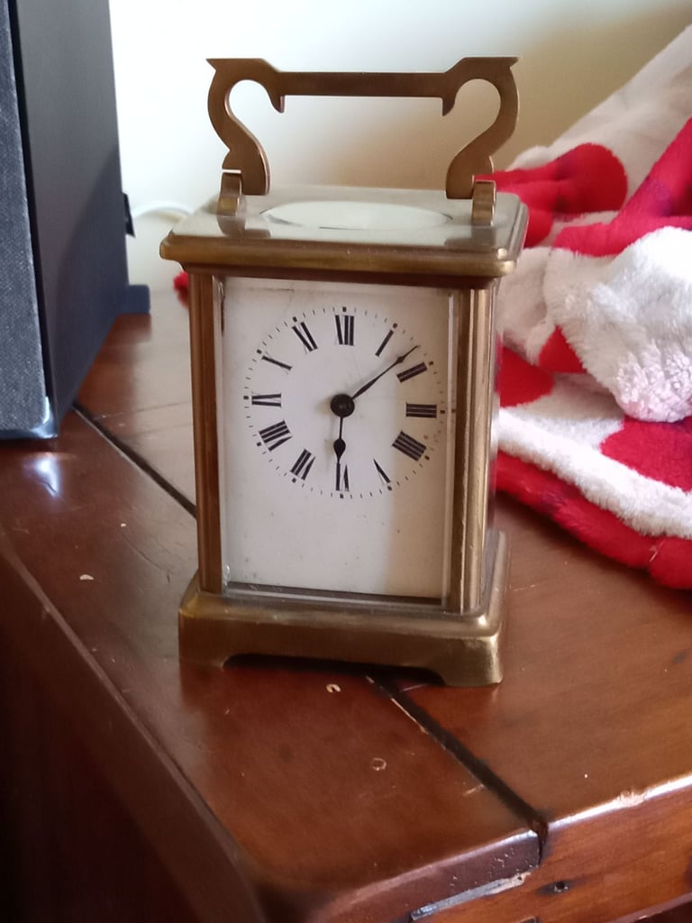 image for Carriage clock, brass glided, in need of action, NO Key.
