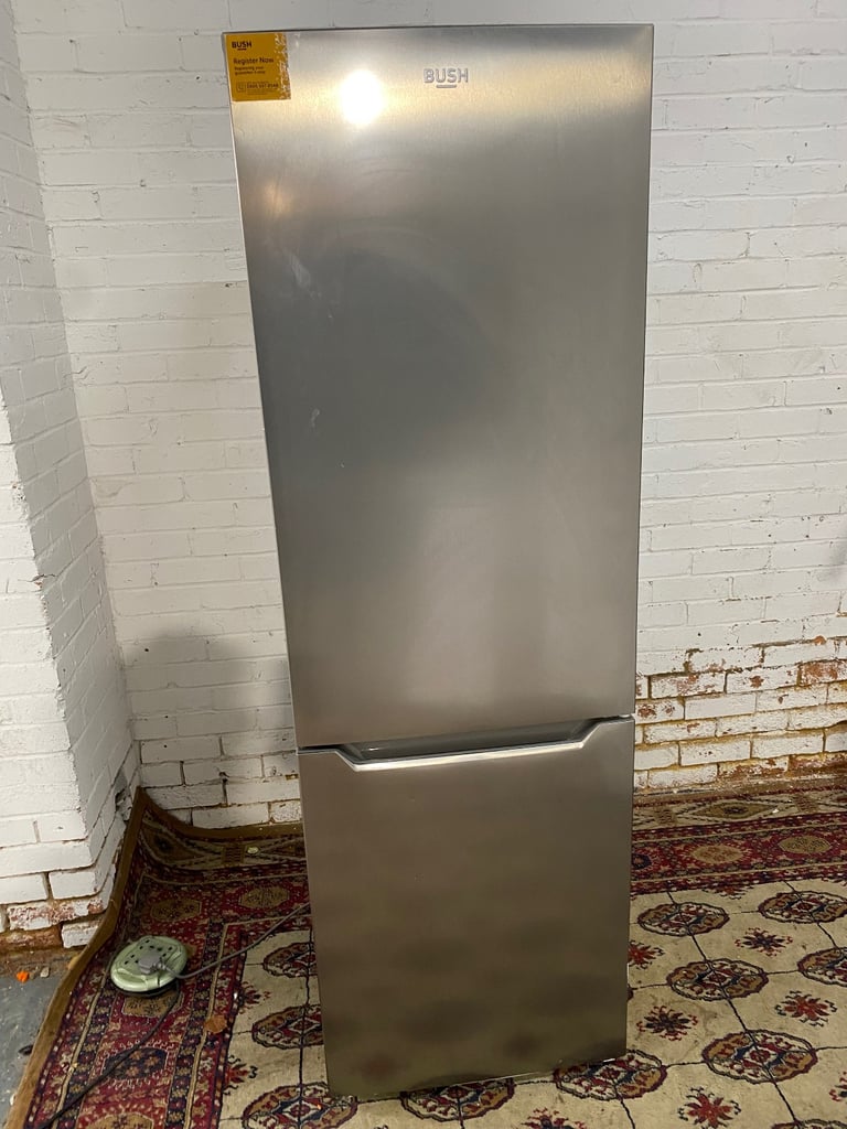 image for 🚚Tall Bush Metallic Grey/Silver Frost Free Fridge Freezer For Sale 