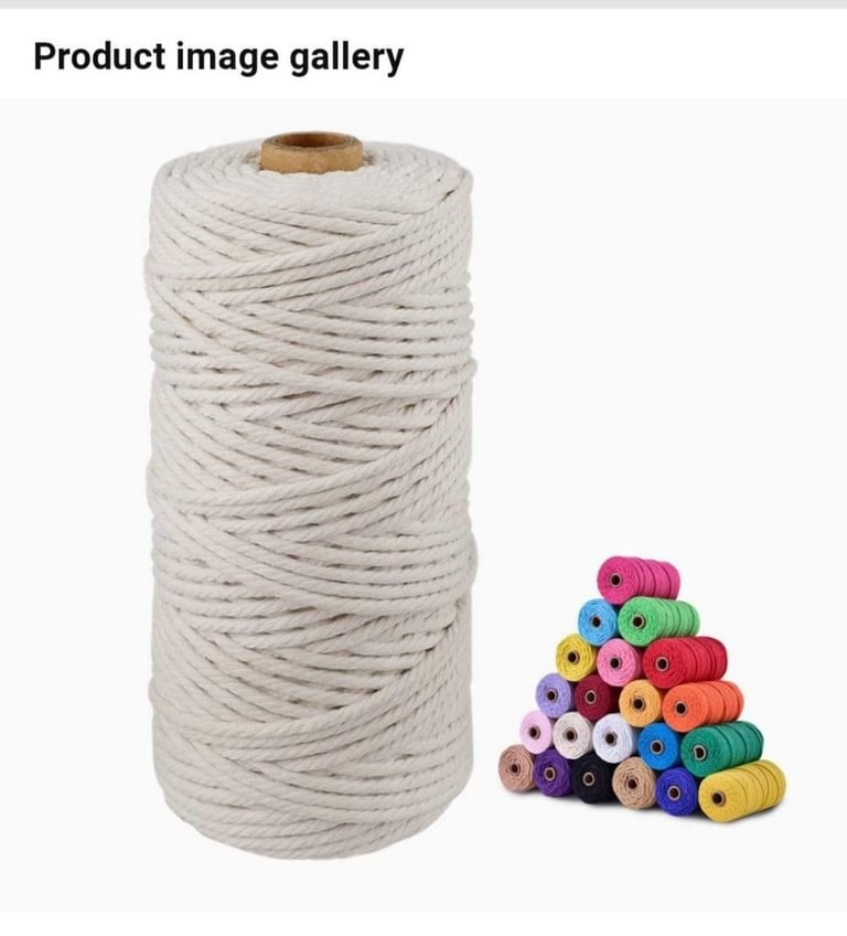image for 2× Pack)  Macrame Rope,3mm x109 Yard Natural 