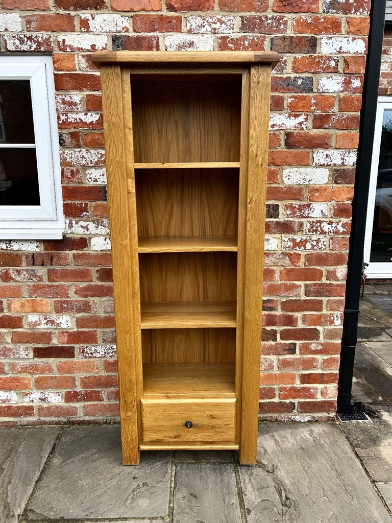 Rustic Solid Oak Tall Bookcase - Great Condition 